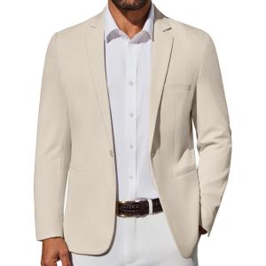 imageCOOFANDY Mens Casual Blazer Lightweight Sport Coat One Button Suit JacketBeige