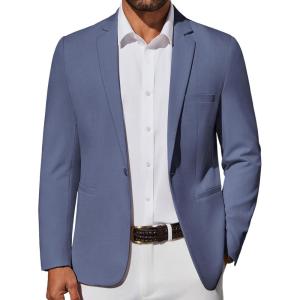 imageCOOFANDY Mens Casual Blazer Lightweight Sport Coat One Button Suit JacketGrey Blue