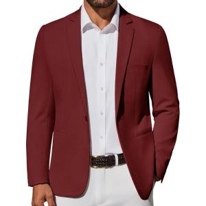 imageCOOFANDY Mens Casual Blazer Lightweight Sport Coat One Button Suit JacketWine Red