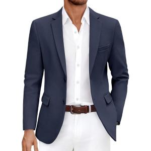imageCOOFANDY Mens Casual Blazer Slim Fit Lightweight Sport Coat Two Button Suit JacketNavy Blue