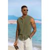imageCOOFANDY Mens Sleeveless Summer Shirts Casual Beach Tank Tops Button Up Textured Tank Shirt for VacationArmy Green