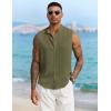 imageCOOFANDY Mens Sleeveless Summer Shirts Casual Beach Tank Tops Button Up Textured Tank Shirt for VacationArmy Green