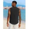 imageCOOFANDY Mens Sleeveless Summer Shirts Casual Beach Tank Tops Button Up Textured Tank Shirt for VacationBlack