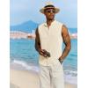 imageCOOFANDY Mens Sleeveless Summer Shirts Casual Beach Tank Tops Button Up Textured Tank Shirt for VacationCream