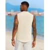 imageCOOFANDY Mens Sleeveless Summer Shirts Casual Beach Tank Tops Button Up Textured Tank Shirt for VacationCream