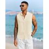 imageCOOFANDY Mens Sleeveless Summer Shirts Casual Beach Tank Tops Button Up Textured Tank Shirt for VacationCream