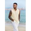 imageCOOFANDY Mens Sleeveless Summer Shirts Casual Beach Tank Tops Button Up Textured Tank Shirt for VacationCream