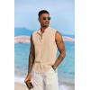 imageCOOFANDY Mens Sleeveless Summer Shirts Casual Beach Tank Tops Button Up Textured Tank Shirt for VacationKhaki