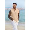 imageCOOFANDY Mens Sleeveless Summer Shirts Casual Beach Tank Tops Button Up Textured Tank Shirt for VacationKhaki