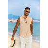 imageCOOFANDY Mens Sleeveless Summer Shirts Casual Beach Tank Tops Button Up Textured Tank Shirt for VacationKhaki