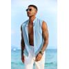 imageCOOFANDY Mens Sleeveless Summer Shirts Casual Beach Tank Tops Button Up Textured Tank Shirt for VacationLight Blue