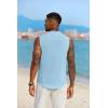 imageCOOFANDY Mens Sleeveless Summer Shirts Casual Beach Tank Tops Button Up Textured Tank Shirt for VacationLight Blue