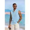 imageCOOFANDY Mens Sleeveless Summer Shirts Casual Beach Tank Tops Button Up Textured Tank Shirt for VacationLight Blue