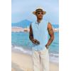 imageCOOFANDY Mens Sleeveless Summer Shirts Casual Beach Tank Tops Button Up Textured Tank Shirt for VacationLight Blue