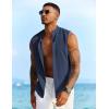 imageCOOFANDY Mens Sleeveless Summer Shirts Casual Beach Tank Tops Button Up Textured Tank Shirt for VacationNavy Blue