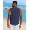 imageCOOFANDY Mens Sleeveless Summer Shirts Casual Beach Tank Tops Button Up Textured Tank Shirt for VacationNavy Blue