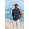 imageCOOFANDY Mens Sleeveless Summer Shirts Casual Beach Tank Tops Button Up Textured Tank Shirt for VacationNavy Blue