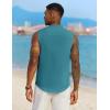 imageCOOFANDY Mens Sleeveless Summer Shirts Casual Beach Tank Tops Button Up Textured Tank Shirt for VacationTeal Blue