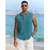 imageCOOFANDY Mens Sleeveless Summer Shirts Casual Beach Tank Tops Button Up Textured Tank Shirt for VacationTeal Blue