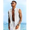 imageCOOFANDY Mens Sleeveless Summer Shirts Casual Beach Tank Tops Button Up Textured Tank Shirt for VacationWhite