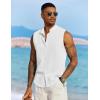 imageCOOFANDY Mens Sleeveless Summer Shirts Casual Beach Tank Tops Button Up Textured Tank Shirt for VacationWhite