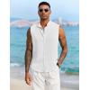 imageCOOFANDY Mens Sleeveless Summer Shirts Casual Beach Tank Tops Button Up Textured Tank Shirt for VacationWhite