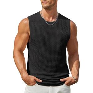 imageCOOFANDY Mens Casual Tank Tops Knit Sleeveless Shirt Summer Beach Tank Shirt Breathable Muscle T ShirtsBlack