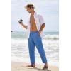imageCOOFANDY Mens Cotton Linen Pants Elastic Waist Lightweight Casual Pants Slim Fit Yoga Beach Pants with Pockets02royal Blue