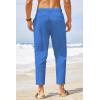 imageCOOFANDY Mens Cotton Linen Pants Elastic Waist Lightweight Casual Pants Slim Fit Yoga Beach Pants with Pockets02royal Blue