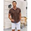 imageCOOFANDY Mens Short Sleeve Dress Shirts Casual Wrinkle Free Shirt Plaid Collar Summer Button Down ShirtsDeep Brown