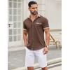 imageCOOFANDY Mens Short Sleeve Dress Shirts Casual Wrinkle Free Shirt Plaid Collar Summer Button Down ShirtsDeep Brown
