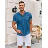 imageCOOFANDY Mens Short Sleeve Dress Shirts Casual Wrinkle Free Shirt Plaid Collar Summer Button Down ShirtsMidnight Blue