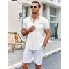 imageCOOFANDY Mens Short Sleeve Dress Shirts Casual Wrinkle Free Shirt Plaid Collar Summer Button Down ShirtsWhitelight Grey