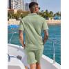 imageCOOFANDY Mens 2 Pieces Outfits Casual Quarter Zip Polo Shirt and Shorts Set Athletic Jogging Summer TracksuitLight Green