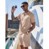 imageCOOFANDY Mens 2 Pieces Outfits Casual Quarter Zip Polo Shirt and Shorts Set Athletic Jogging Summer TracksuitLight Khaki