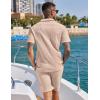imageCOOFANDY Mens 2 Pieces Outfits Casual Quarter Zip Polo Shirt and Shorts Set Athletic Jogging Summer TracksuitLight Khaki