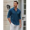 imageCOOFANDY Mens Casual Button Down Shirt Wrinkle Free Shirts Long Sleeve Dress ShirtDark Blue