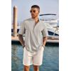 imageCOOFANDY Mens Casual Henley Shirt Short Sleeve Band Collar Linen Shirt Summer Beach Hippie TShirtsApricot