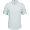 imageCOOFANDY Mens Casual Henley Shirt Short Sleeve Band Collar Linen Shirt Summer Beach Hippie TShirtsLight Blue