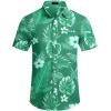 imageCOOFANDY Mens Casual Linen Shirt Short Sleeve Button Down Shirt Summer Beach Hawaiian ShirtsPalm Leafgreen