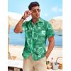 imageCOOFANDY Mens Casual Linen Shirt Short Sleeve Button Down Shirt Summer Beach Hawaiian ShirtsPalm Leafgreen