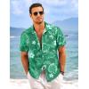 imageCOOFANDY Mens Casual Linen Shirt Short Sleeve Button Down Shirt Summer Beach Hawaiian ShirtsPalm Leafgreen