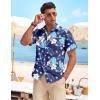 imageCOOFANDY Mens Casual Linen Shirt Short Sleeve Button Down Shirt Summer Beach Hawaiian ShirtsTropical Floralblue