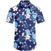 imageCOOFANDY Mens Casual Linen Shirt Short Sleeve Button Down Shirt Summer Beach Hawaiian ShirtsTropical Floralblue