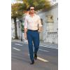 imageCOOFANDY Mens Classic Fit Flat Front Dress Pants No Iron Premium Casual Pants Expandable Waist Suit PantsBlue