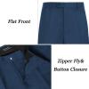 imageCOOFANDY Mens Classic Fit Flat Front Dress Pants No Iron Premium Casual Pants Expandable Waist Suit PantsBlue