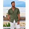 imageCOOFANDY Mens Cuban Guayabera Shirt Short Sleeve Button Down Shirts Casual Summer Beach ShirtsArmy Green