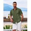 imageCOOFANDY Mens Cuban Guayabera Shirt Short Sleeve Button Down Shirts Casual Summer Beach ShirtsArmy Green