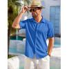 imageCOOFANDY Mens Cuban Guayabera Shirt Short Sleeve Button Down Shirts Casual Summer Beach ShirtsBlue