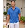 imageCOOFANDY Mens Cuban Guayabera Shirt Short Sleeve Button Down Shirts Casual Summer Beach ShirtsBlue